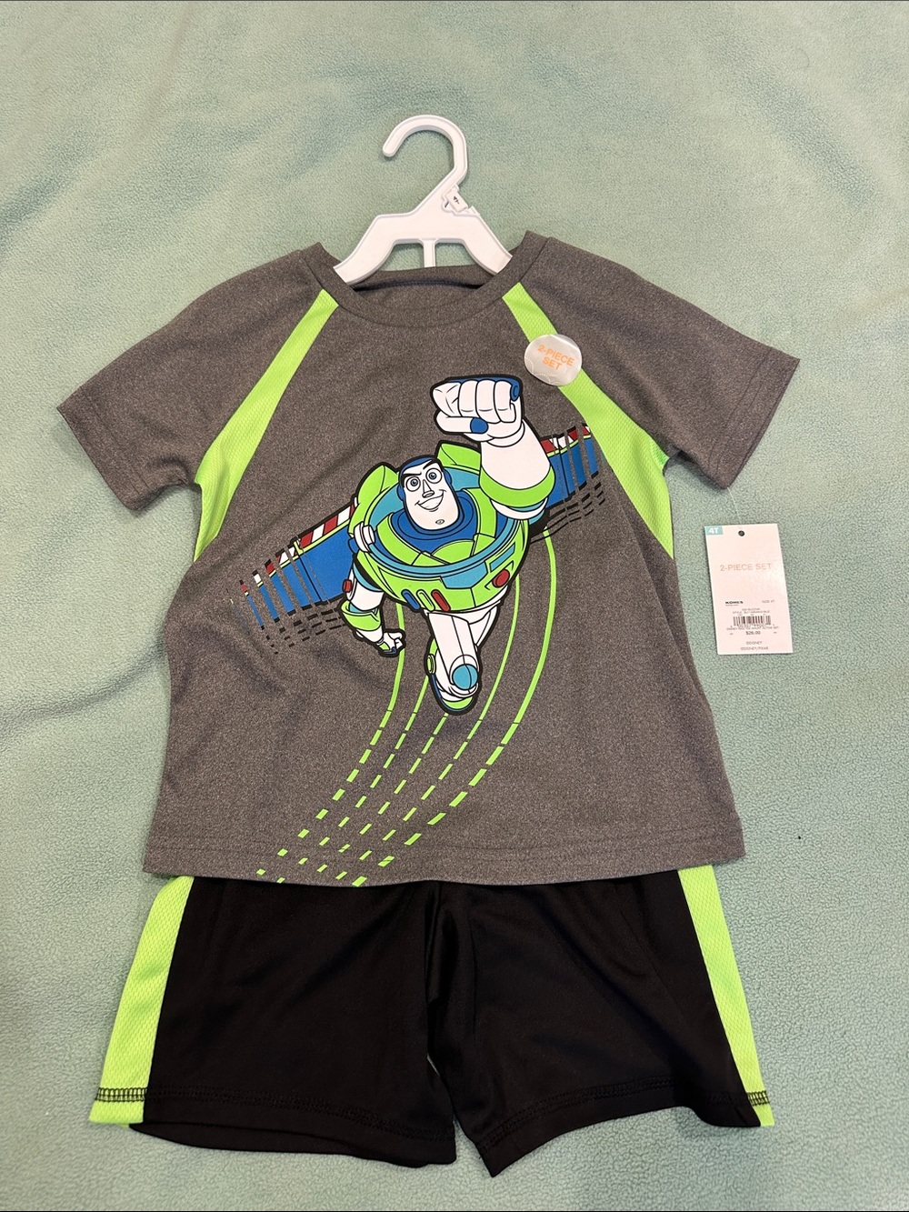 Disney Buzz Lightyear Kids Active wear Set - Gray & Neon Green